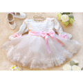 hot sale classic design baby girls party dress/wedding dress/princess dress appliqued bow Embroidery dress